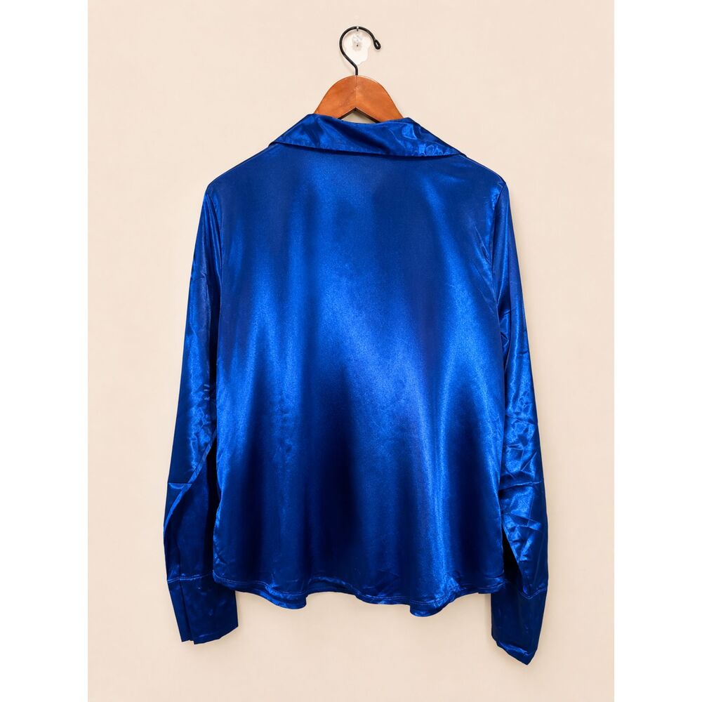 Essentials by Milano Blue Button Up Long Sleeve XL Blouse Officecore Corporate - Picture 4 of 7